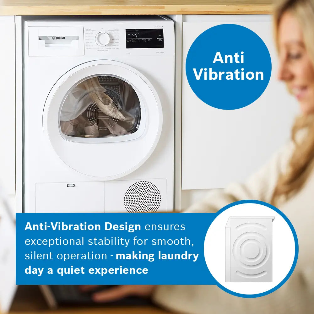 Bosch Series 4 WTH85225GB - White 8KG Heat Pump Condenser Dryer - A++ energy