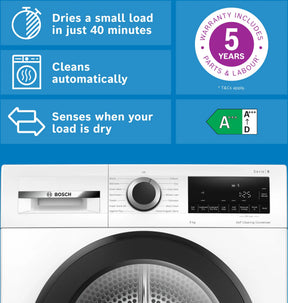 Bosch Series 6 WQG24502GB - White 9KG Heat Pump Tumble Dryer - A+++ Energy