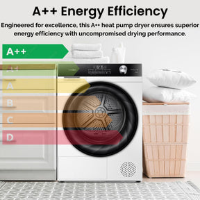 Teknix TK5HP9HW - White 9KG Heat Pump Tumble Dryer - E Energy Rating