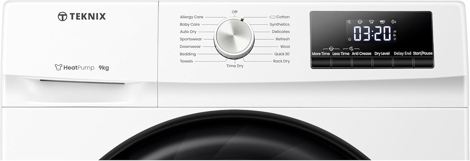 Teknix TKHP9HW - White 9KG Heat Pump Condenser Dryer - E energy