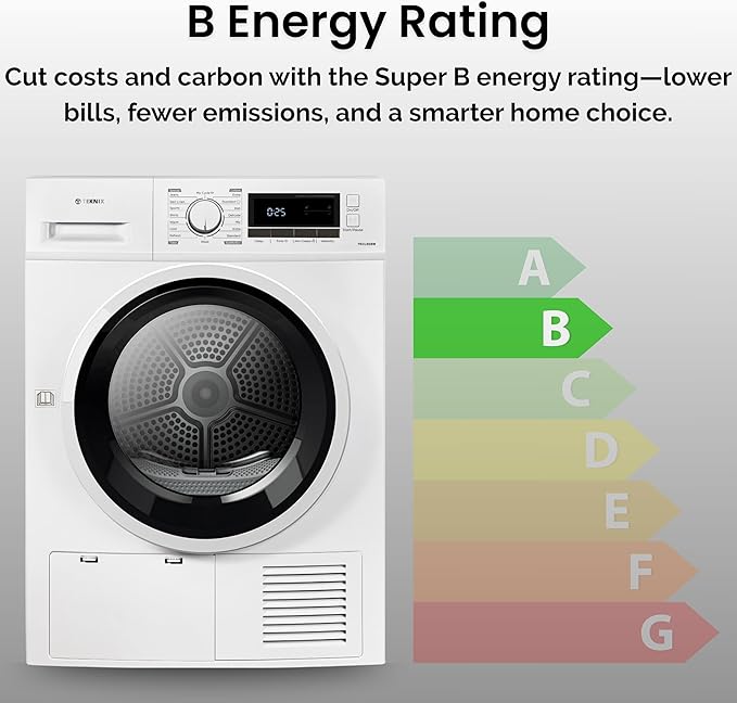 Teknix TKCLED8W - White 8KG Condenser Tumble Dryer - B Energy Rated