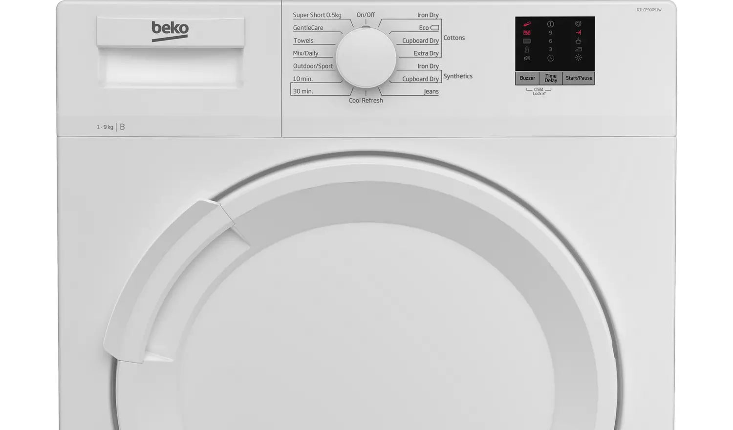 Beko DTLCE90051W - White 9KG Condenser Tumble Dryer - B Energy Rating - Sensor Dry