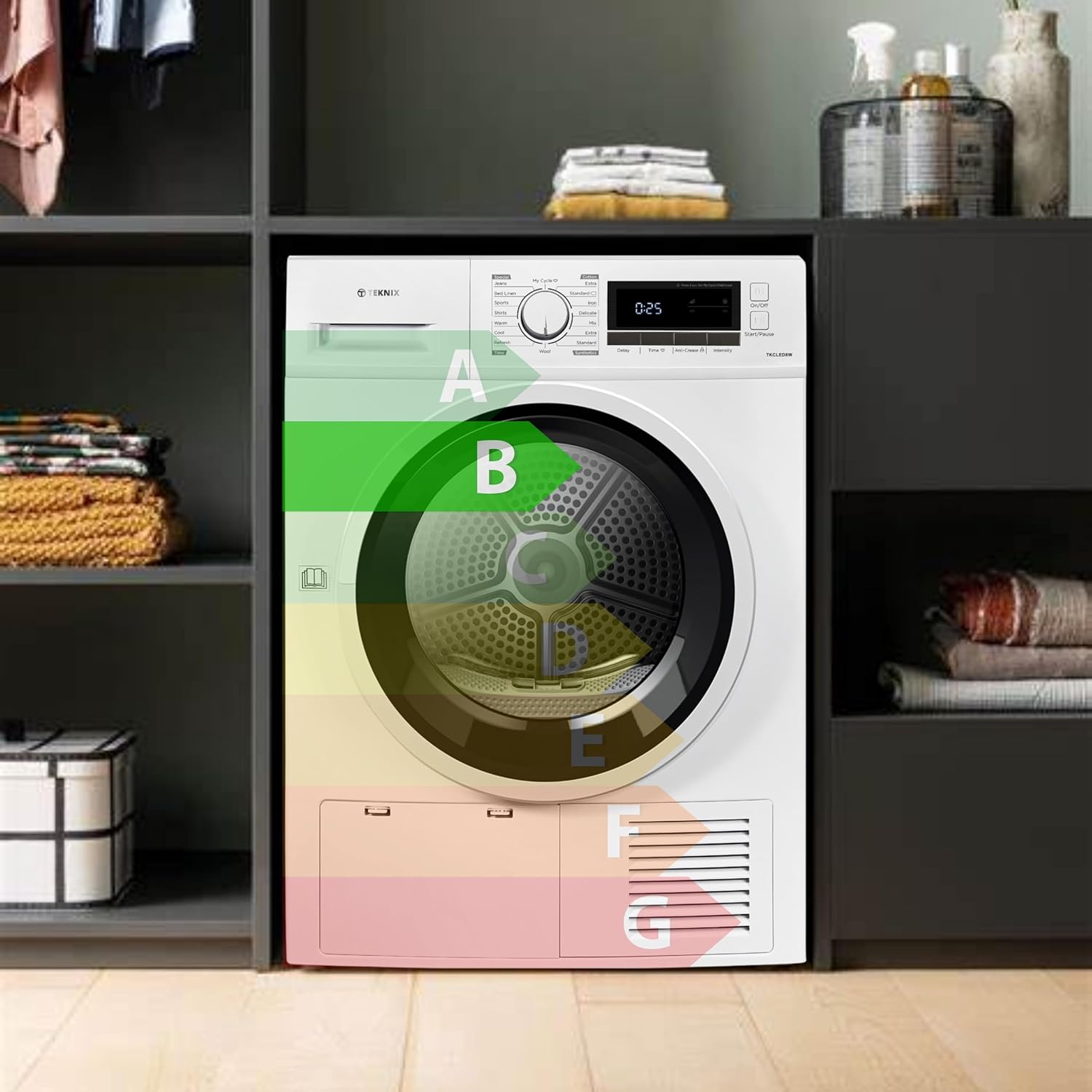 Teknix TKCLED8W - White 8KG Condenser Tumble Dryer - B Energy Rated