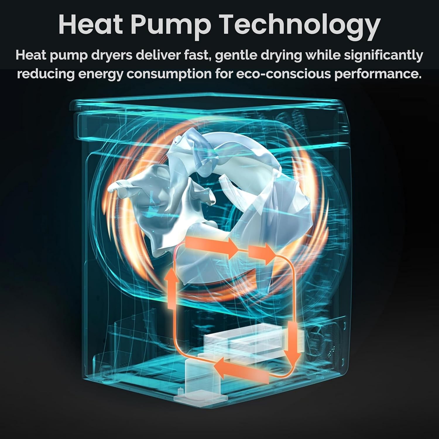 Teknix TK3HP10XS - Silver 10KG Heat Pump Tumble Dryer - E Energy Rating