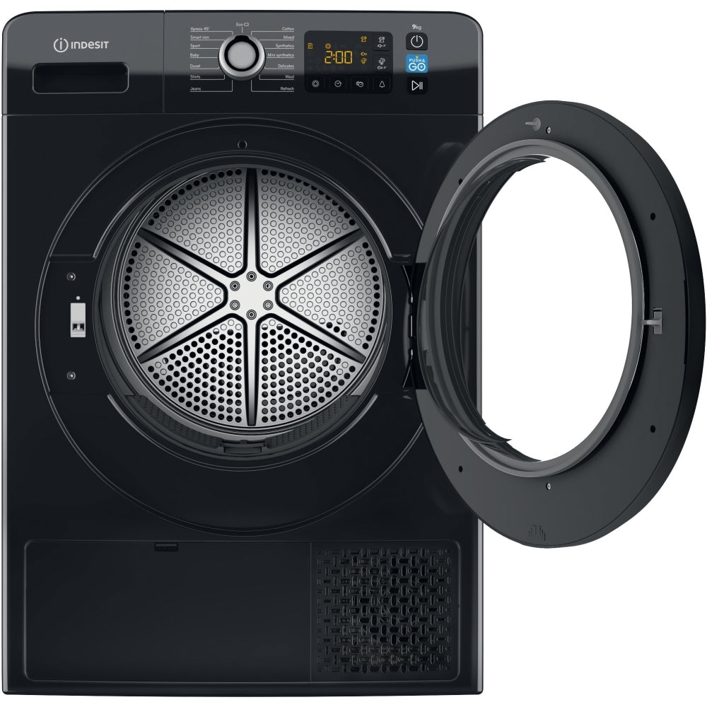 Indesit YT M11 92B X UK - Black Heat Pump Condenser Dryer - A++ energy