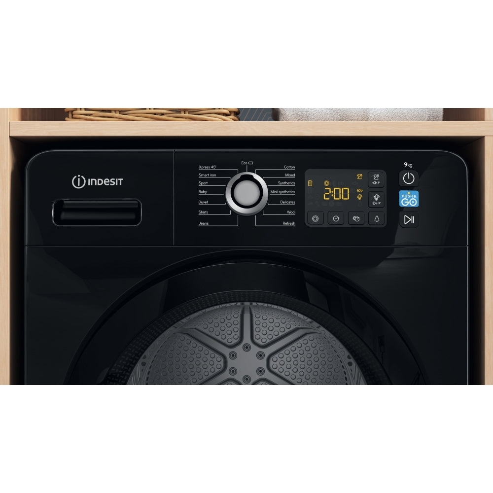 Indesit YT M11 92B X UK - Black Heat Pump Condenser Dryer - A++ energy