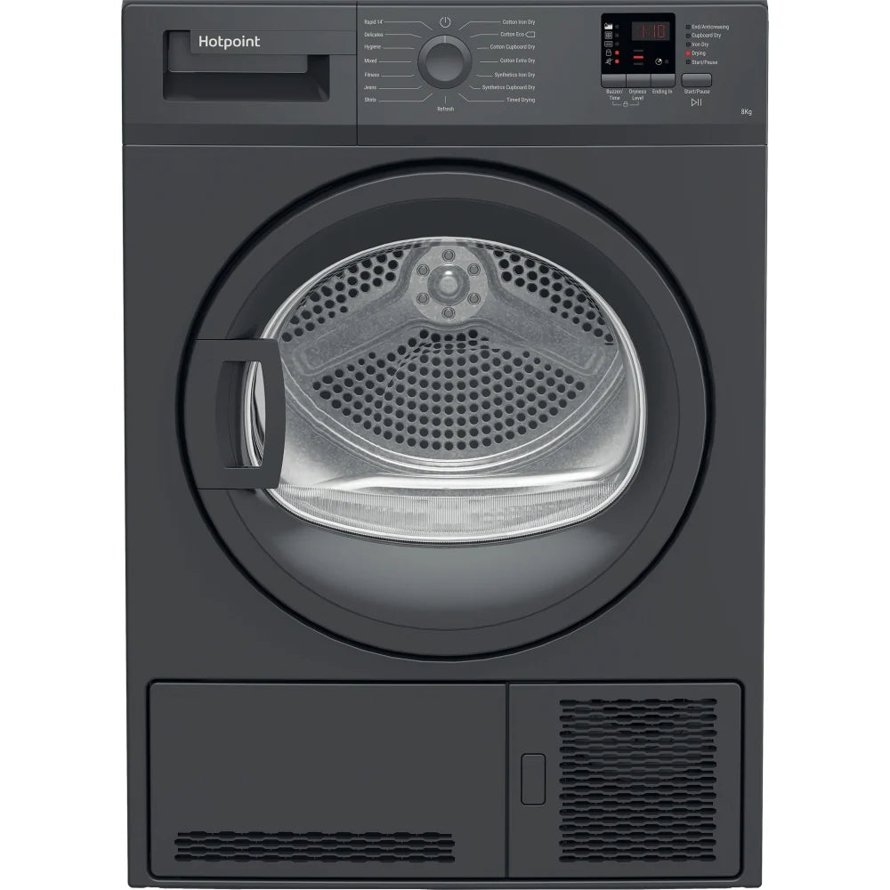 Hotpoint C HD C82 GGGD UK - Graphite 8KG Condenser Tumble Dryer - 15 Programs - B Energy Rating