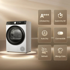 Hisense DH3S902BW3 - White 9KG Heat Pump Tumble Dryer - A+++ Energy