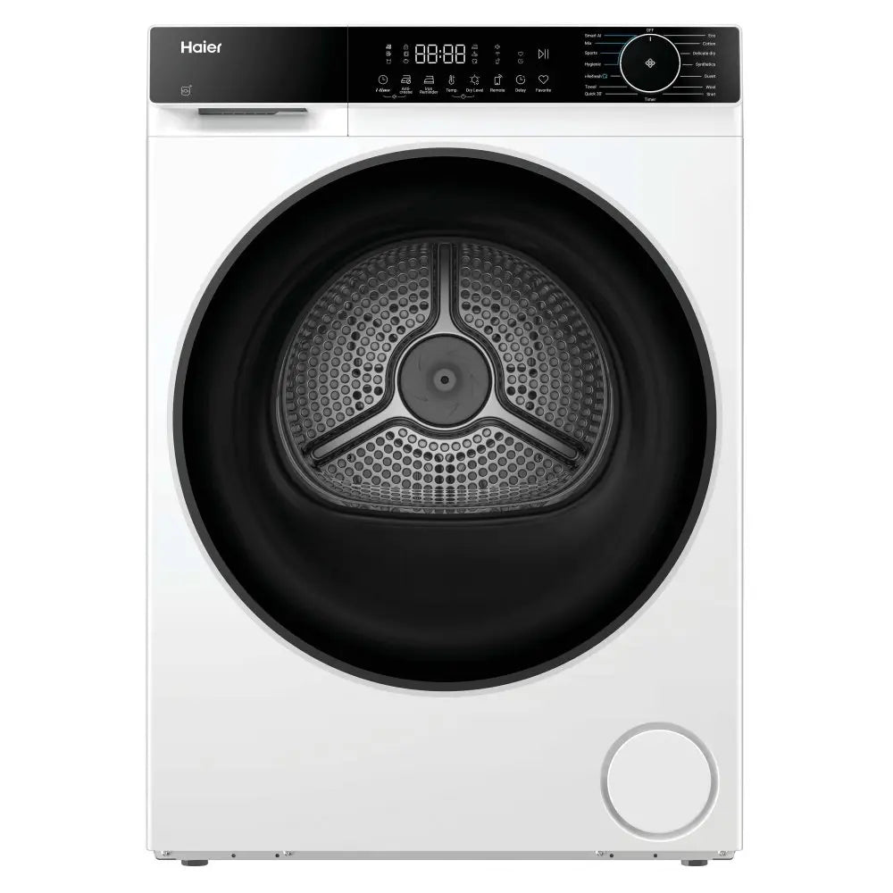 Haier HD120-E357U1-UK - White 12KG Heat Pump Condenser Dryer - D Energy Rating