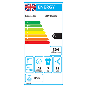 Montpellier MDATDSC7W - White 7KG Tumble Dryer - Condenser - B energy