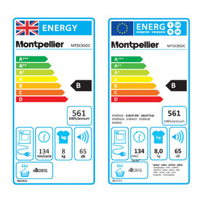 Montpellier MTDC8SDC - Cream 8KG Condenser Tumble Dryer - Sensor Dry - B energy