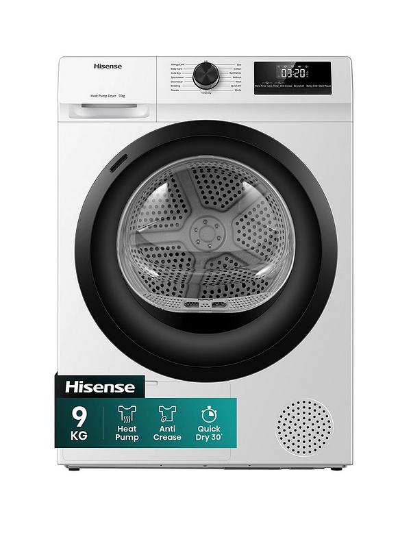 Hisense DH1Q902BW2 - White 9KG Heat Pump Tumble Dryer - D Energy