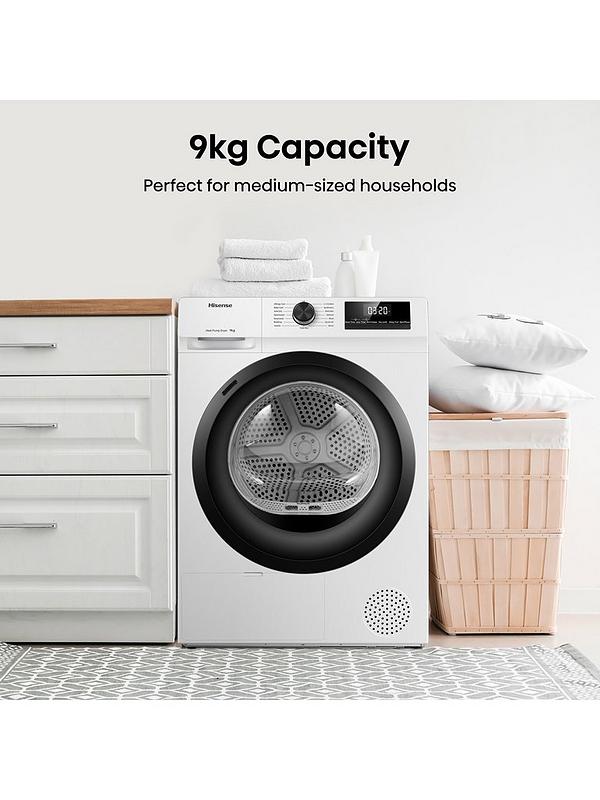 Hisense DH1Q902BW2 - White 9KG Heat Pump Tumble Dryer - D Energy