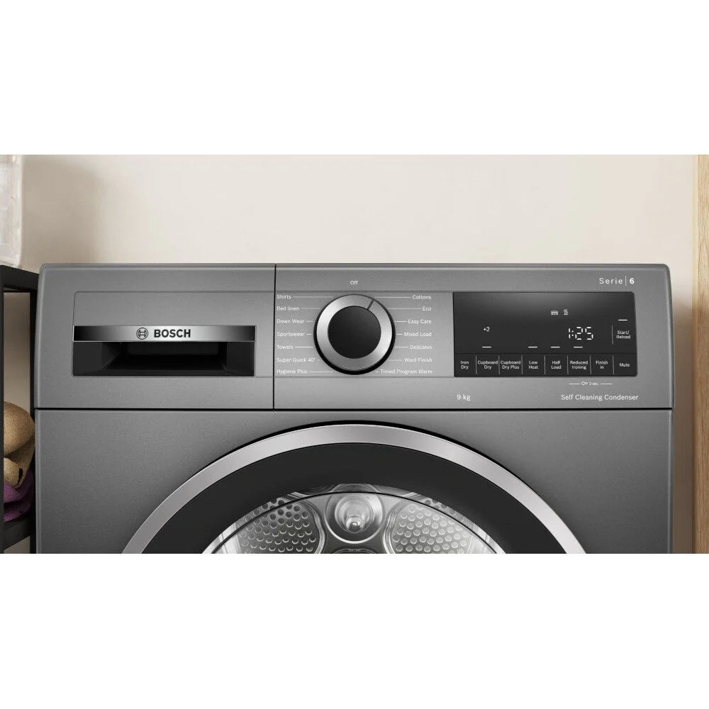 Bosch Series 6 WQG245R2GB - Graphite 9KG Heat Pump Tumble Dryer - A+++ Energy Rating